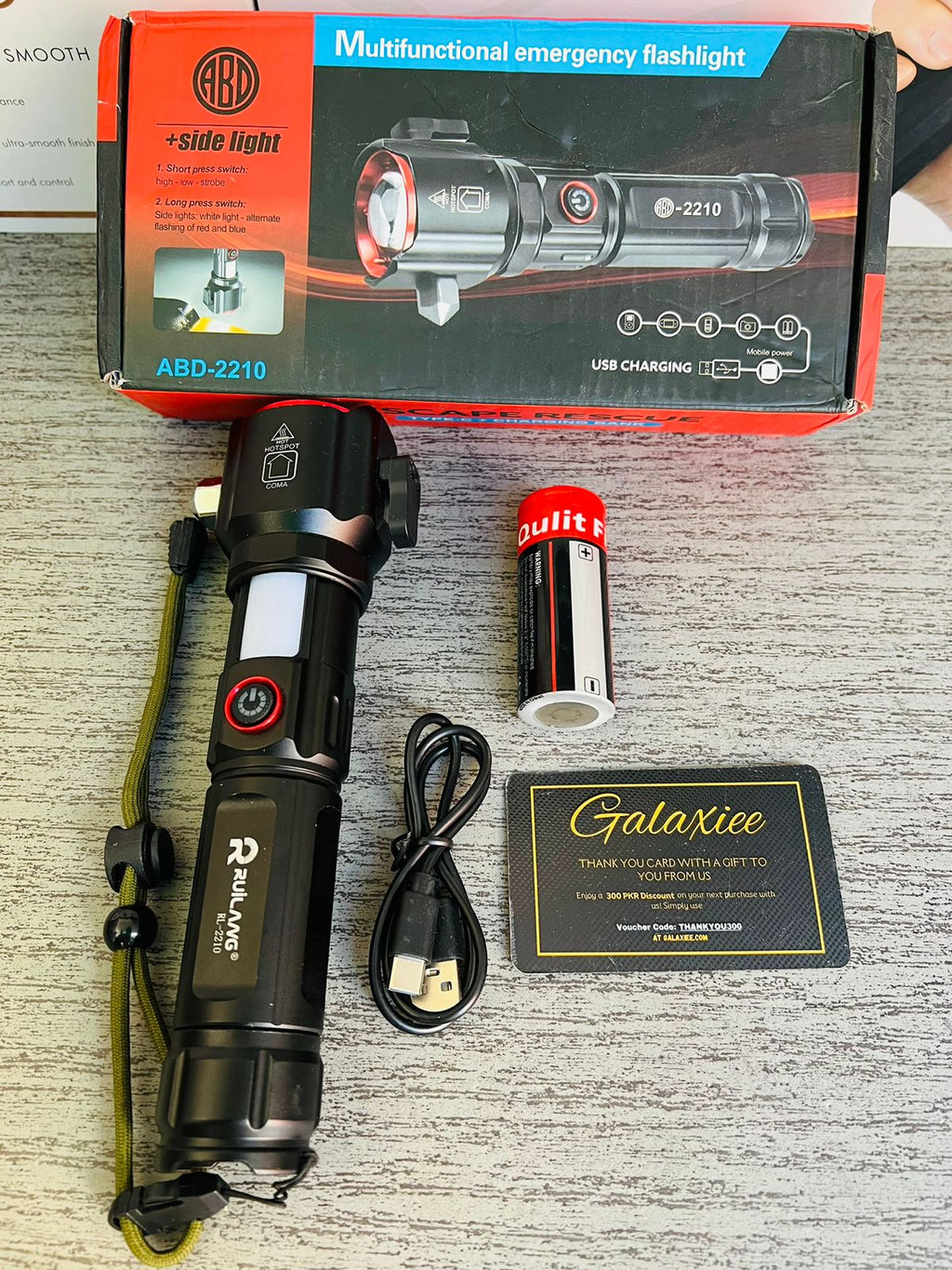 Waterproof Laser LED Tactical Flashlight With 1Km Range and long lasting backup | Imported